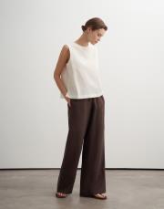 %100 organik koton dokulu kolsuz bluz bej 3