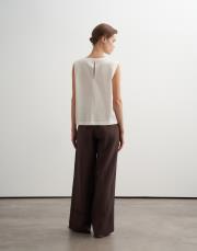 %100 organik koton dokulu kolsuz bluz bej 4