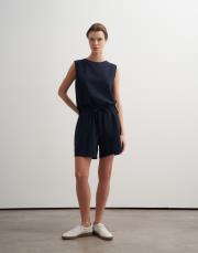 %100 organik koton dokulu şort lacivert