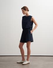 %100 organik koton dokulu şort lacivert 2