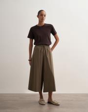 pervaz detaylı bol pantolon açık haki