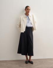 pervaz detaylı bol pantolon lacivert 2