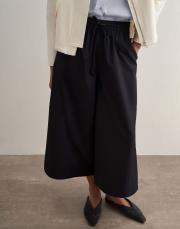 pervaz detaylı bol pantolon lacivert 5