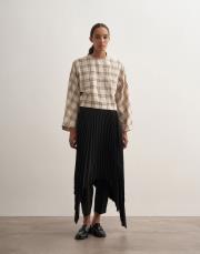 asimetrik kesim pilise etek siyah 5