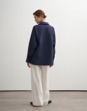 %100 keten çizgili gömlek lacivert 3