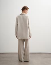 %100 keten çizgili gömlek natürel 6