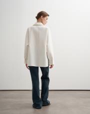 %100 keten çizgili gömlek ekru 5