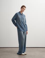 fermuarlı tensel denim gömlek mavi 2