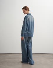 fermuarlı tensel denim gömlek mavi 3