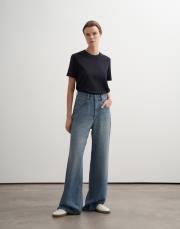 yüksek bel tensel jean mavi