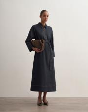 fermuarlı denim elbise lacivert