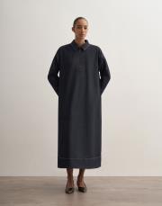 fermuarlı denim elbise lacivert 3