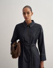 fermuarlı denim elbise lacivert 5