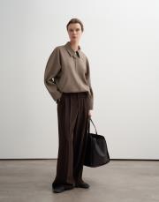 pileli dökümlü pantolon kahverengi 2