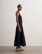 kontrast dikişli denim etek lacivert 3