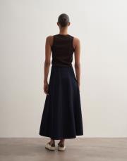 kontrast dikişli denim etek lacivert 4