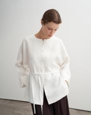 %100 keten biritli gömlek ceket ekru 7