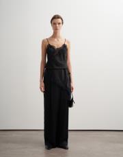 asimetrik kesim dökümlü pantolon siyah