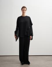 asimetrik kesim dökümlü pantolon siyah 4