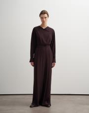 asimetrik kesim dökümlü pantolon kahverengi