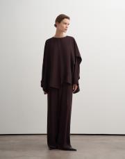 asimetrik kesim dökümlü pantolon kahverengi 3