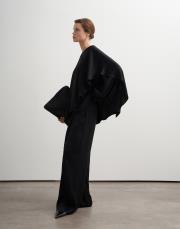 şal yaka dökümlü bluz siyah 2