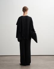 şal yaka dökümlü bluz siyah 3