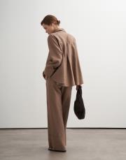 %100 keten reglan kol gömlek vizon 4