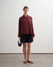 %100 keten reglan kol gömlek bordo