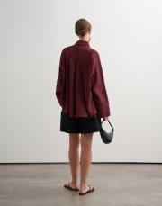 %100 keten reglan kol gömlek bordo 3