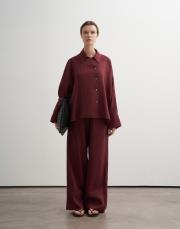 %100 keten reglan kol gömlek bordo 5