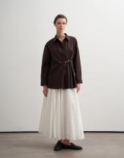 %100 koton metal tokalı gömlek kahverengi