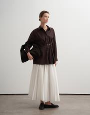 %100 koton metal tokalı gömlek kahverengi 2