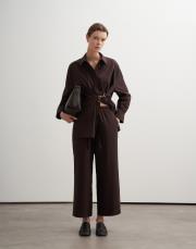 %100 koton metal tokalı gömlek kahverengi 5