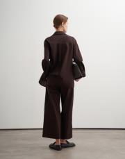 %100 koton metal tokalı gömlek kahverengi 7