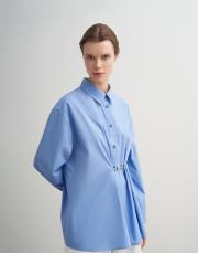 %100 koton metal tokalı gömlek mavi 4