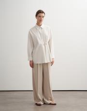 %100 koton metal tokalı gömlek ekru