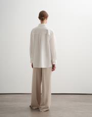 %100 koton metal tokalı gömlek ekru 3