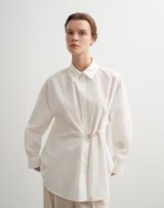 %100 koton metal tokalı gömlek ekru 4