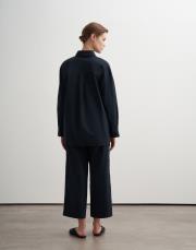 %100 koton metal tokalı gömlek koyu lacivert 3