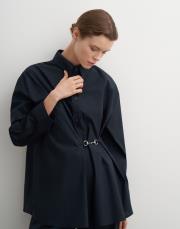 %100 koton metal tokalı gömlek koyu lacivert 4