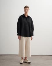 %100 koton balon form gömlek siyah