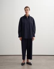 %100 koton pileli pantolon lacivert 2