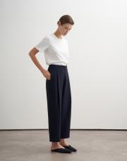 %100 koton pileli pantolon lacivert 3