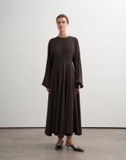 drape kemerli dökümlü elbise kahverengi 2