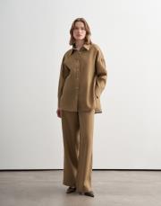 %100 keten gömlek açık camel