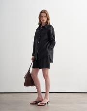 %100 keten gömlek siyah 2