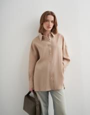 %100 keten gömlek vizon 5