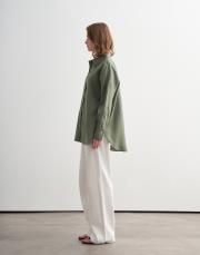 %100 keten gömlek yeşil 2