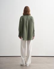 %100 keten gömlek yeşil 3